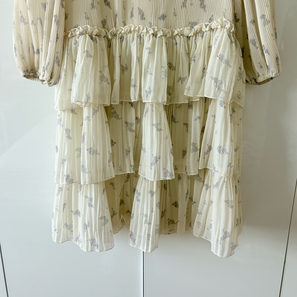 Ganni Floral Pleated Georgette Mini Dress - Picture 6 of 12
